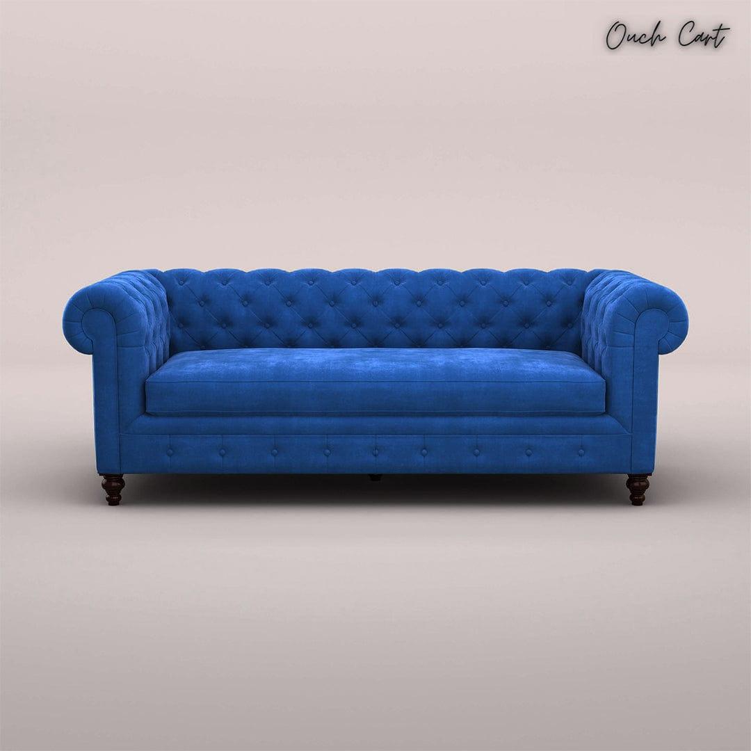 MAHARAJA FABRIC 3 SEATER SOFA (VELVET, ROYAL BLUE)