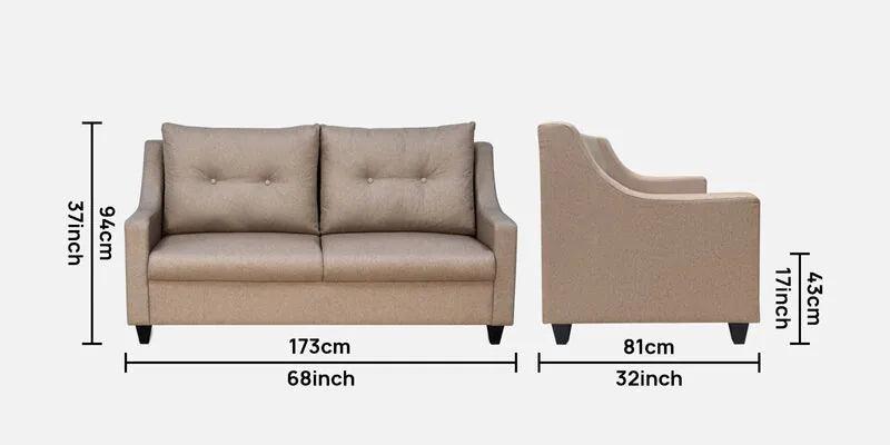 Fabric 3 Seater Sofa in Brown Colour - Ouch Cart 