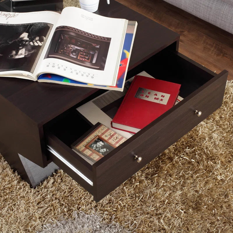 Ultramodern Curved Base Coffee Table with Glass Top and Storage