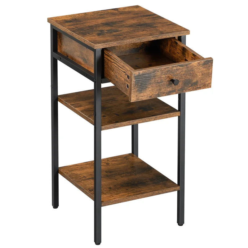 Kai Industrial Chic Bedside Table with Storage Drawer