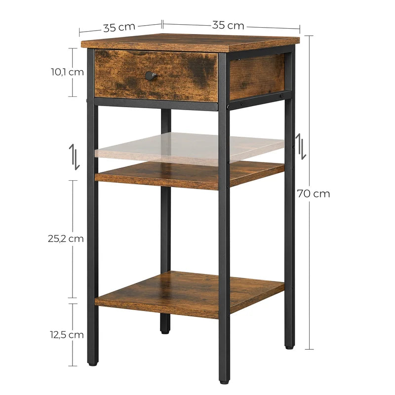 Kai Industrial Chic Bedside Table with Storage Drawer