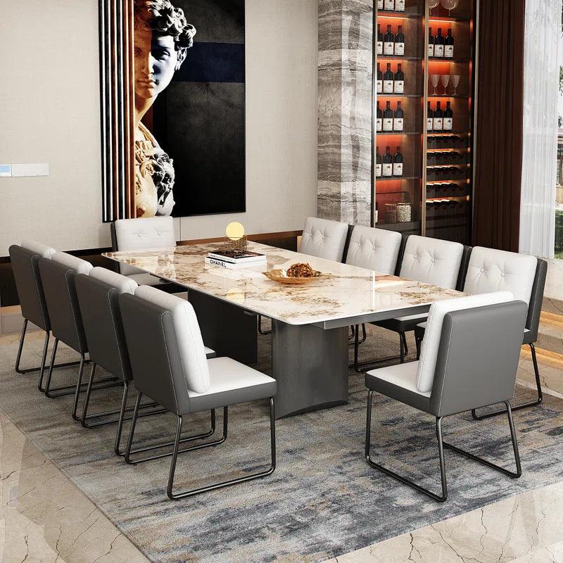 10 - Piece Extendable Marble Top Double Pedestal Dining Set - Ouch Cart 