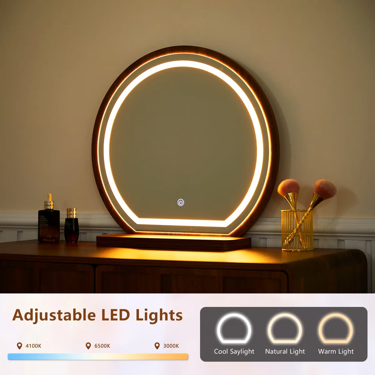 Makeup Vanity Set With Stool And Led Mirror