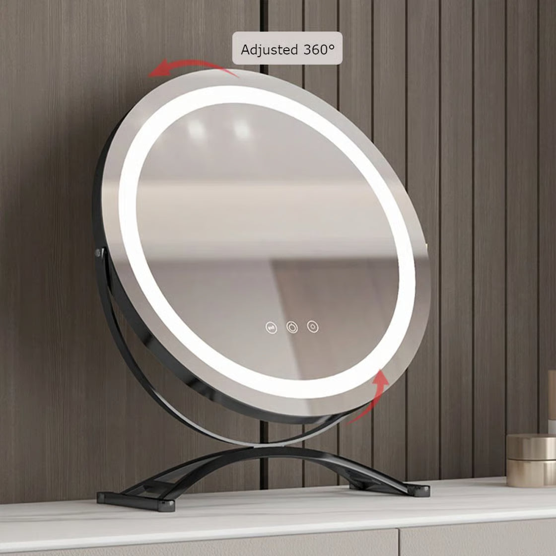 Makeup Vanity Desk with Lighted Mirror, 5 Drawers & Integrated Power Outlet