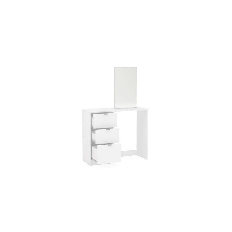 Saihemei White Vanity Table with Mirror, Vanity Mirror Desk for Bedroom, Vanity Desk with 3 Storage Drawers for Women - Ouch Cart 