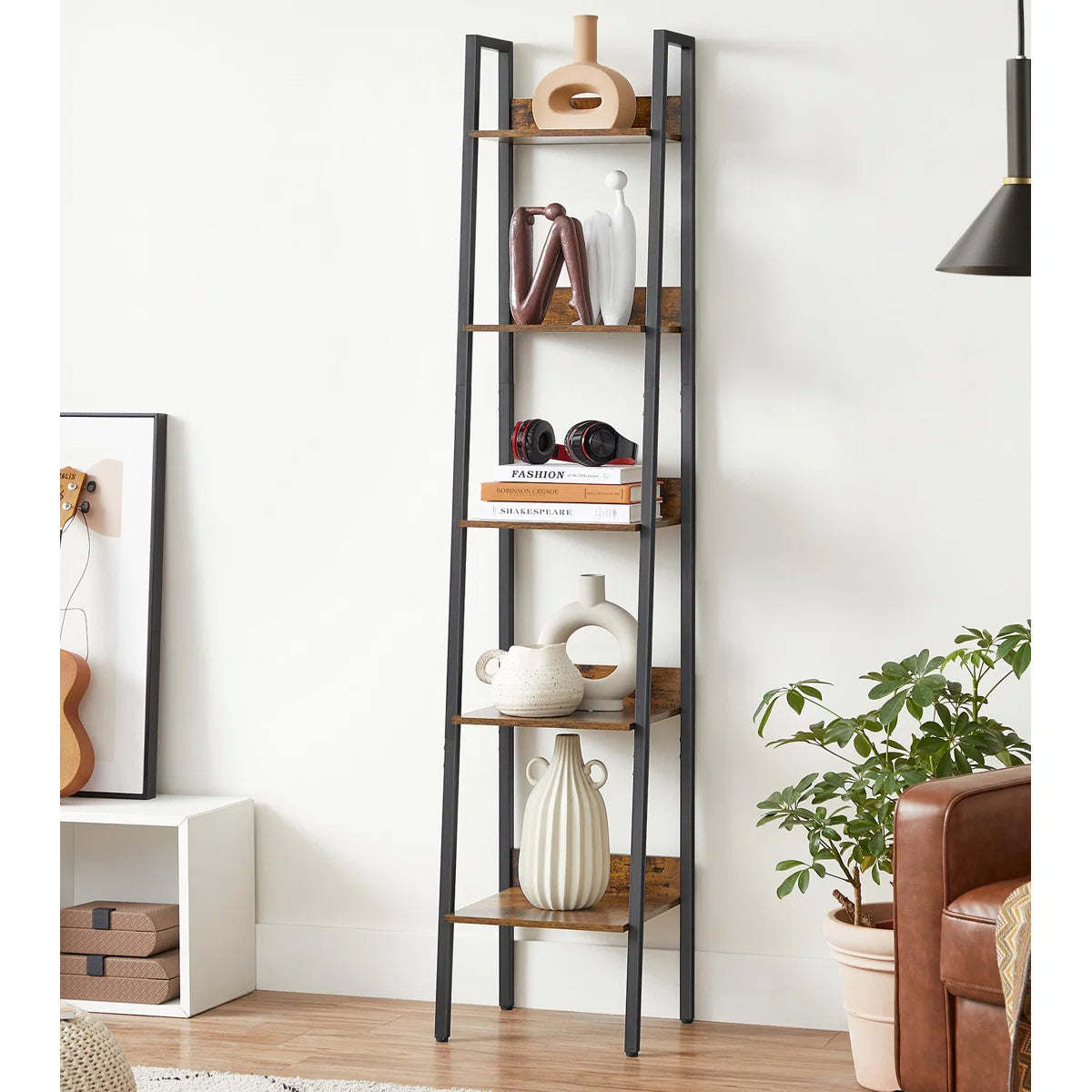 Steel Ladder Bookcase, Bookself for Home Office