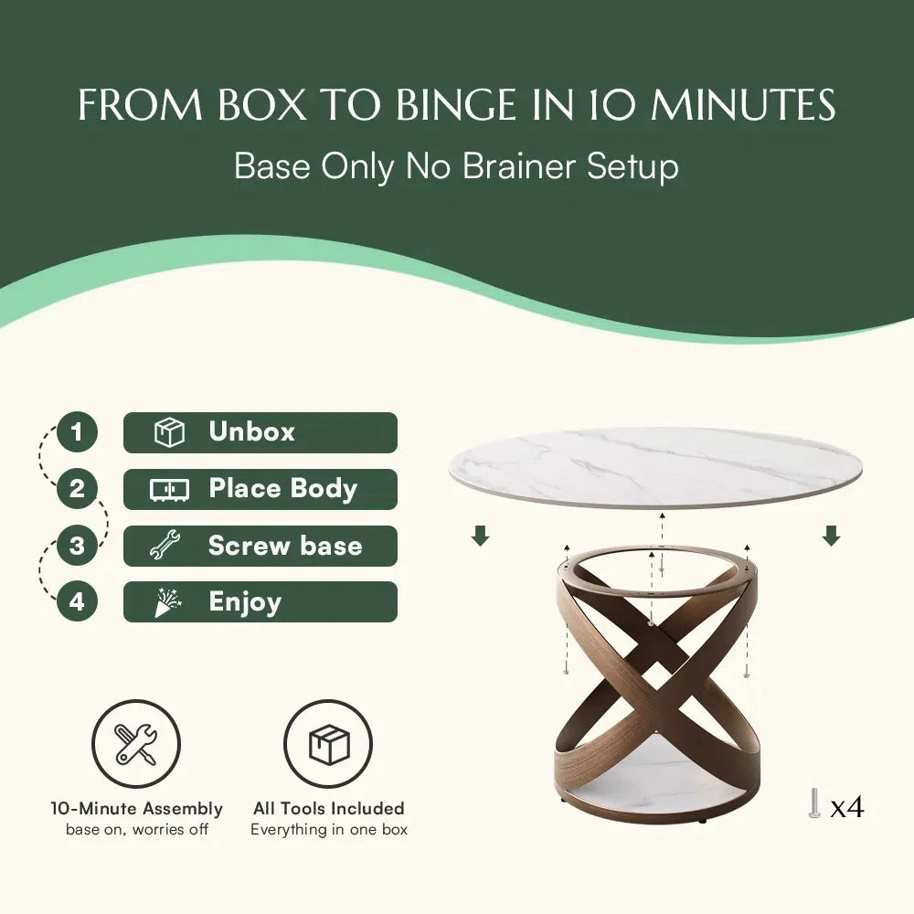 Maxwell Modern Dining Room Sets, Pre-Assembly Round Dining Table Sets, Sintered Stone Tabletop Kitchen Dining Table Set With Upholstered Chairs