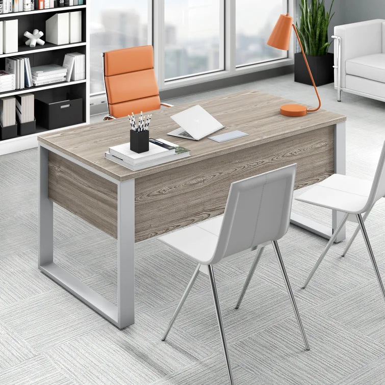 Contemporary Chic: Metal Base Writing Desk with Minimalist Design