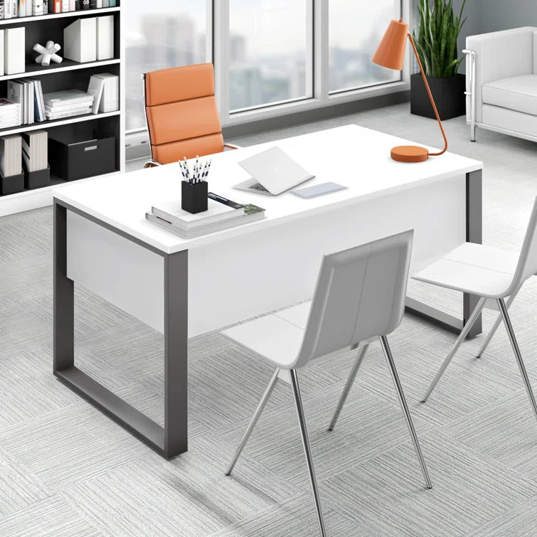 Contemporary Chic: Metal Base Writing Desk with Minimalist Design