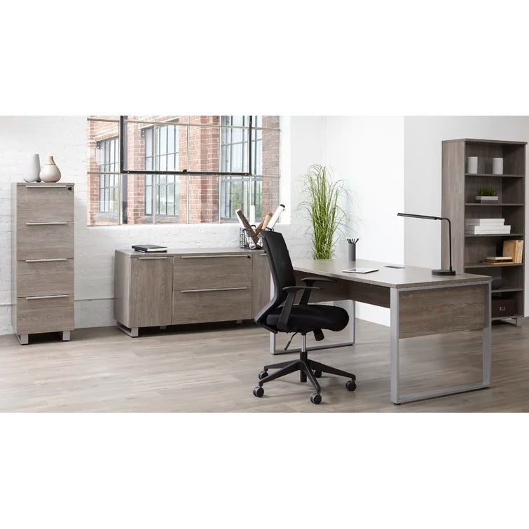 Contemporary Chic: Metal Base Writing Desk with Minimalist Design