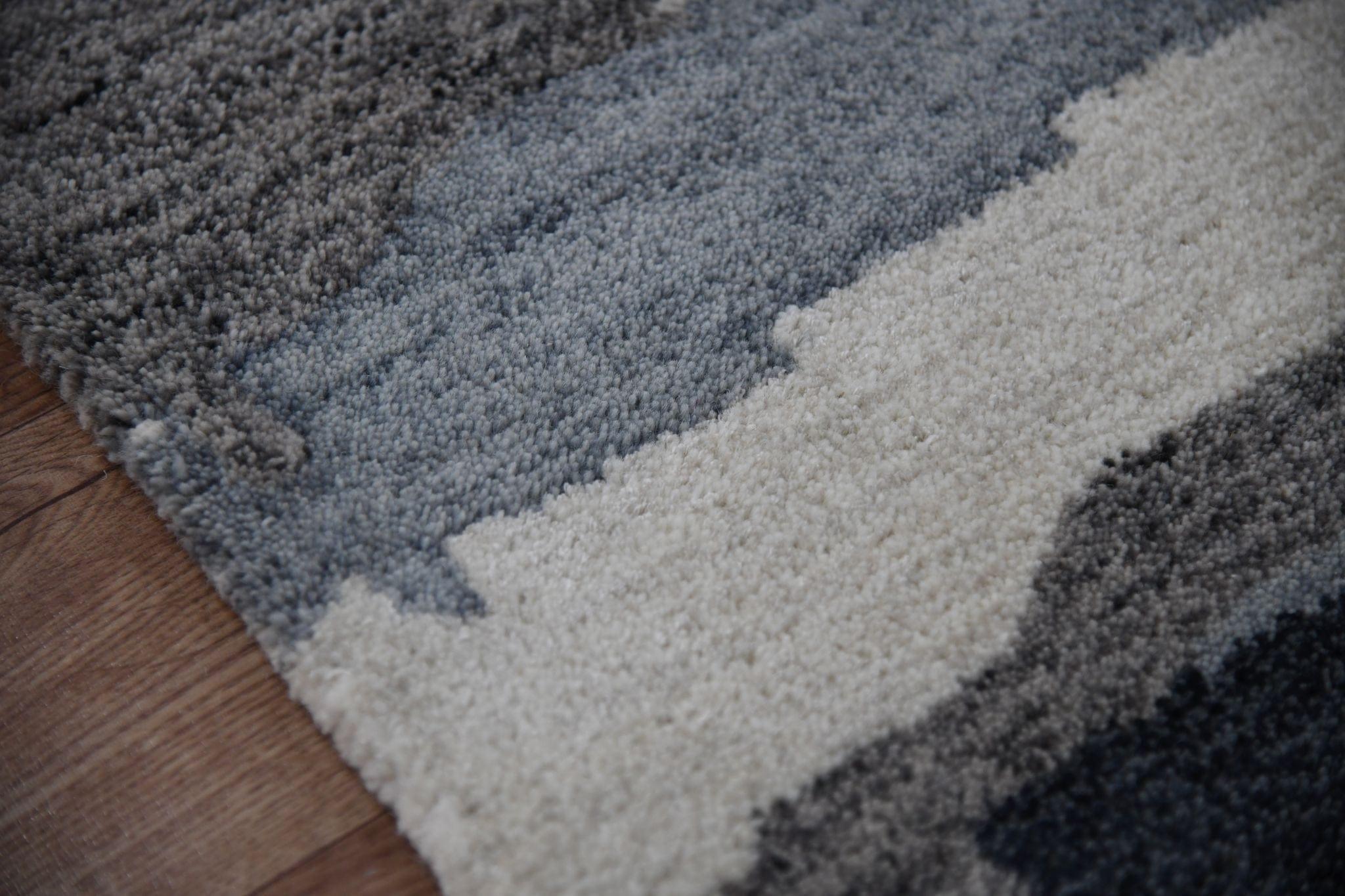 Dark Gray Wool & Viscose Abstract 5x8 Feet Hand-Tufted Carpet - Rug - Ouch Cart 