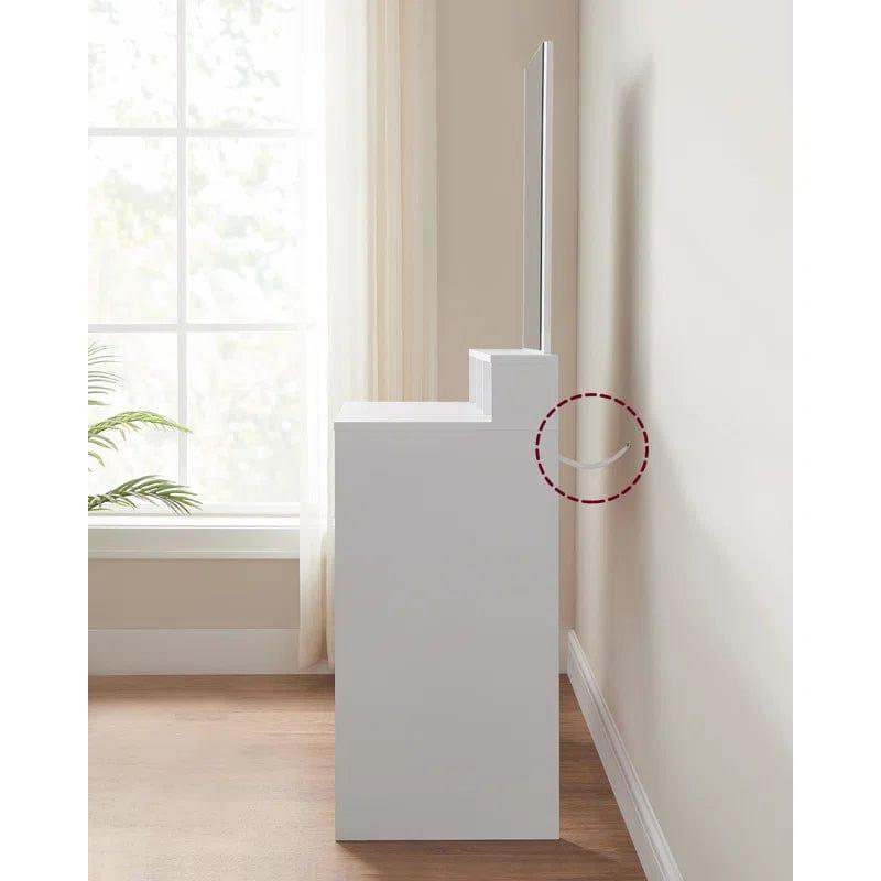 Vanity Desk with Mirror, Two Drawer Storage Makeup Table - Vanity Set for Bedroom (White) - Ouch Cart 