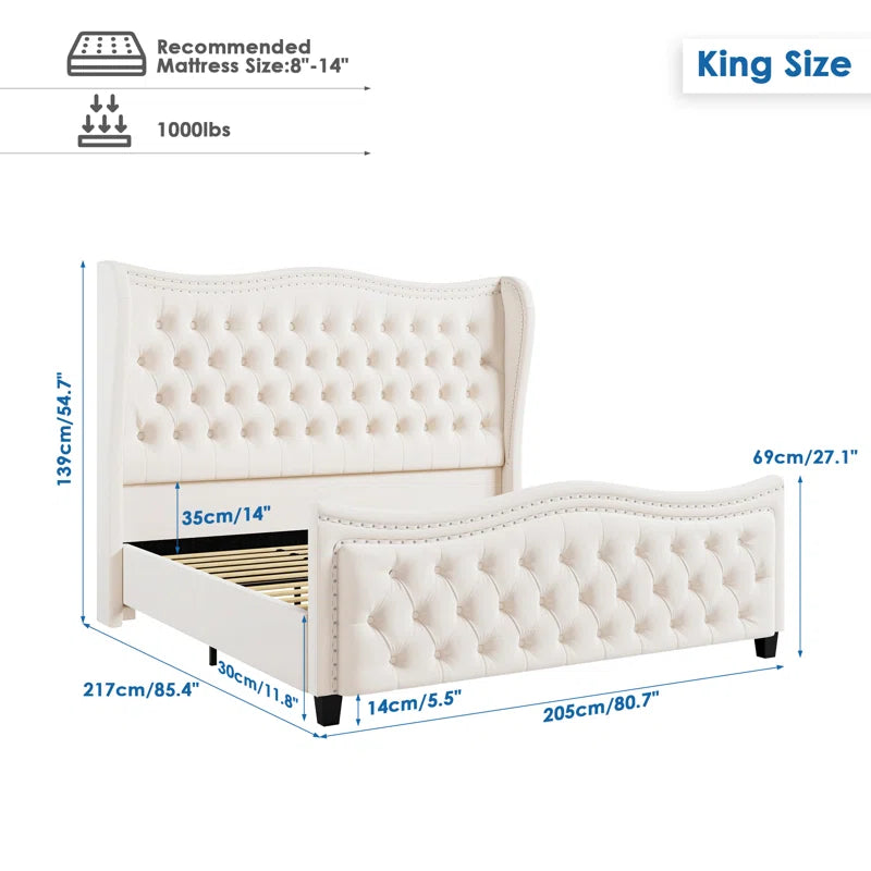 Metter Upholstered Wingback Bed for Ultimate Comfort and Style