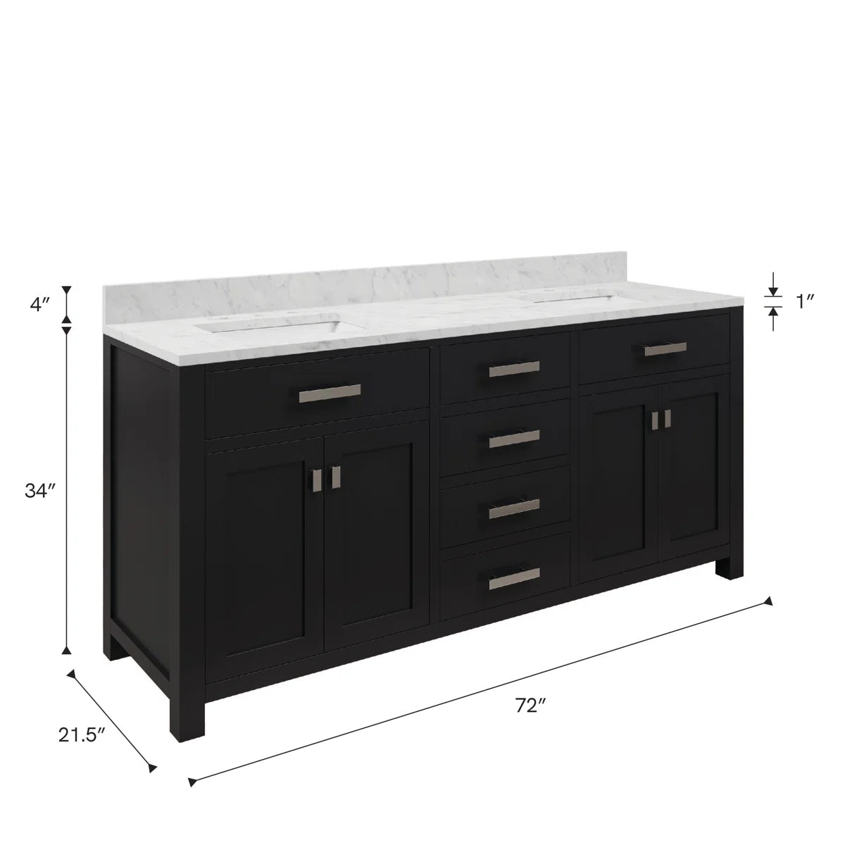 Black Bathroom Vanity with Marble Top