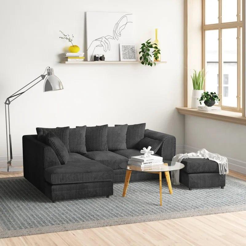 Moana 3 - Piece Upholstered Corner Sofa Chaise with Ottoman - Ouch Cart 
