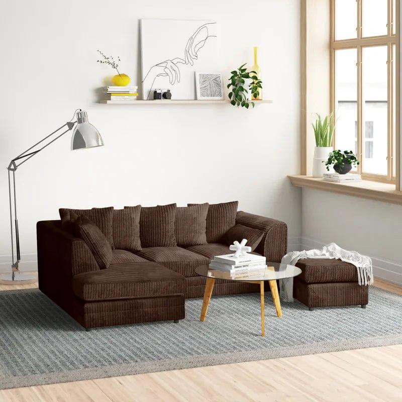 Moana 3 - Piece Upholstered Corner Sofa Chaise with Ottoman - Ouch Cart 