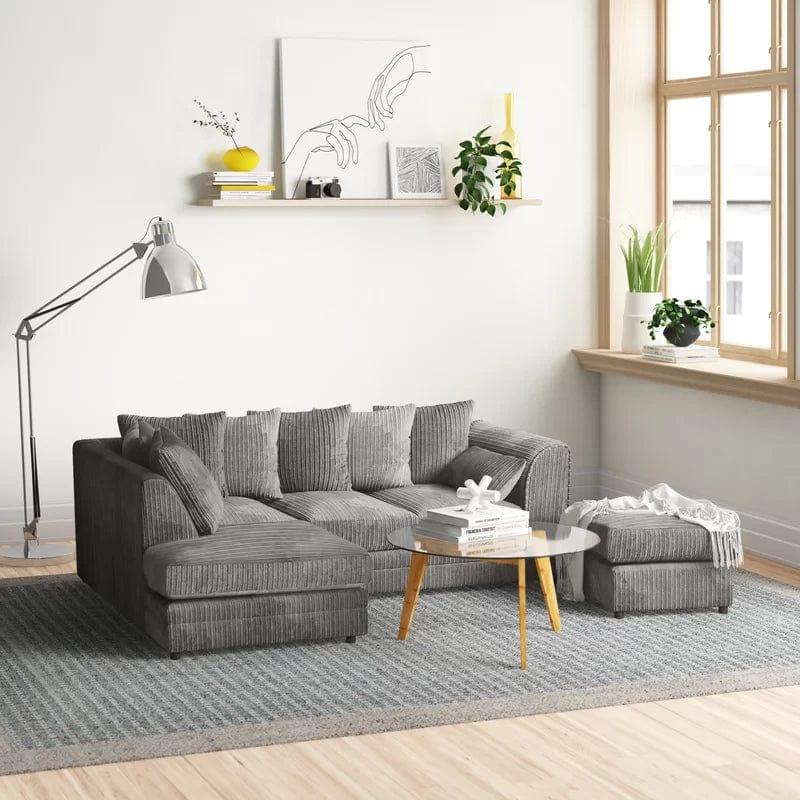 Moana 3 - Piece Upholstered Corner Sofa Chaise with Ottoman - Ouch Cart 