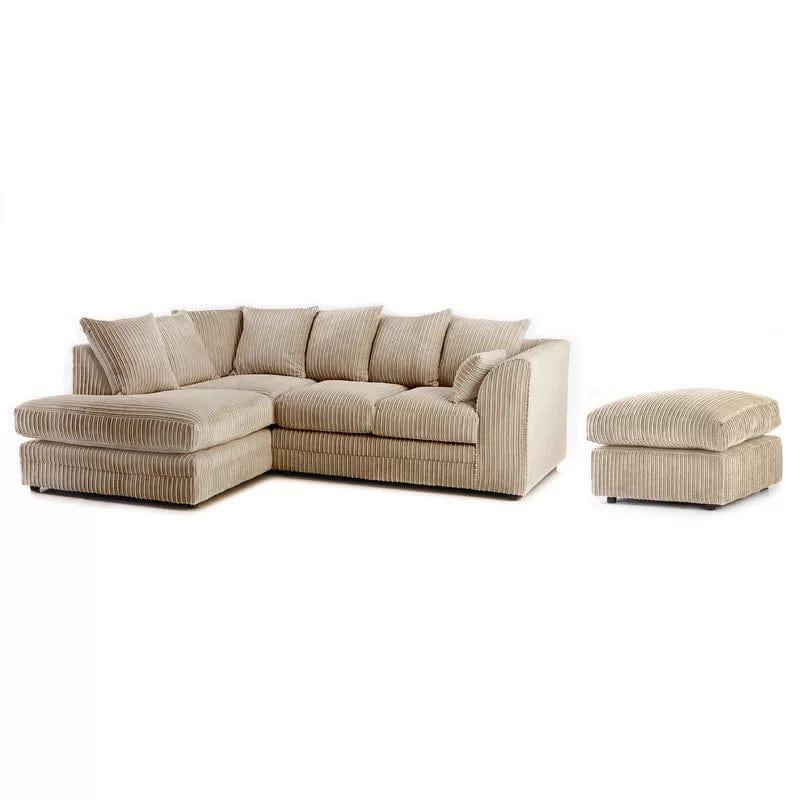 Moana 3 - Piece Upholstered Corner Sofa Chaise with Ottoman - Ouch Cart 