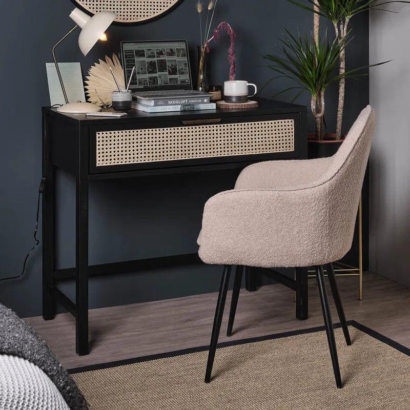 Bumblr Black Vanity Desk with Drawer, Computer Desk with Black Leg, Makeup Dresssing Table for Bedroom, Home Office, Dressing Room, Study, Living Room, (Black) - Ouch Cart 