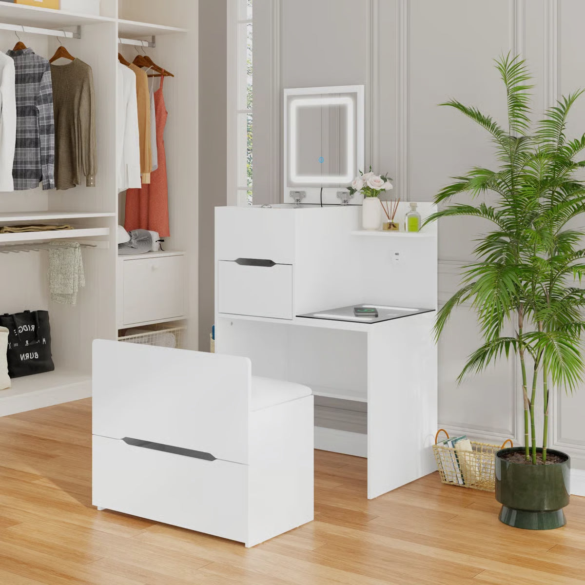 Modern 2-Drawer Flip-Top Makeup Vanity -OUCH CART |Dressing table 