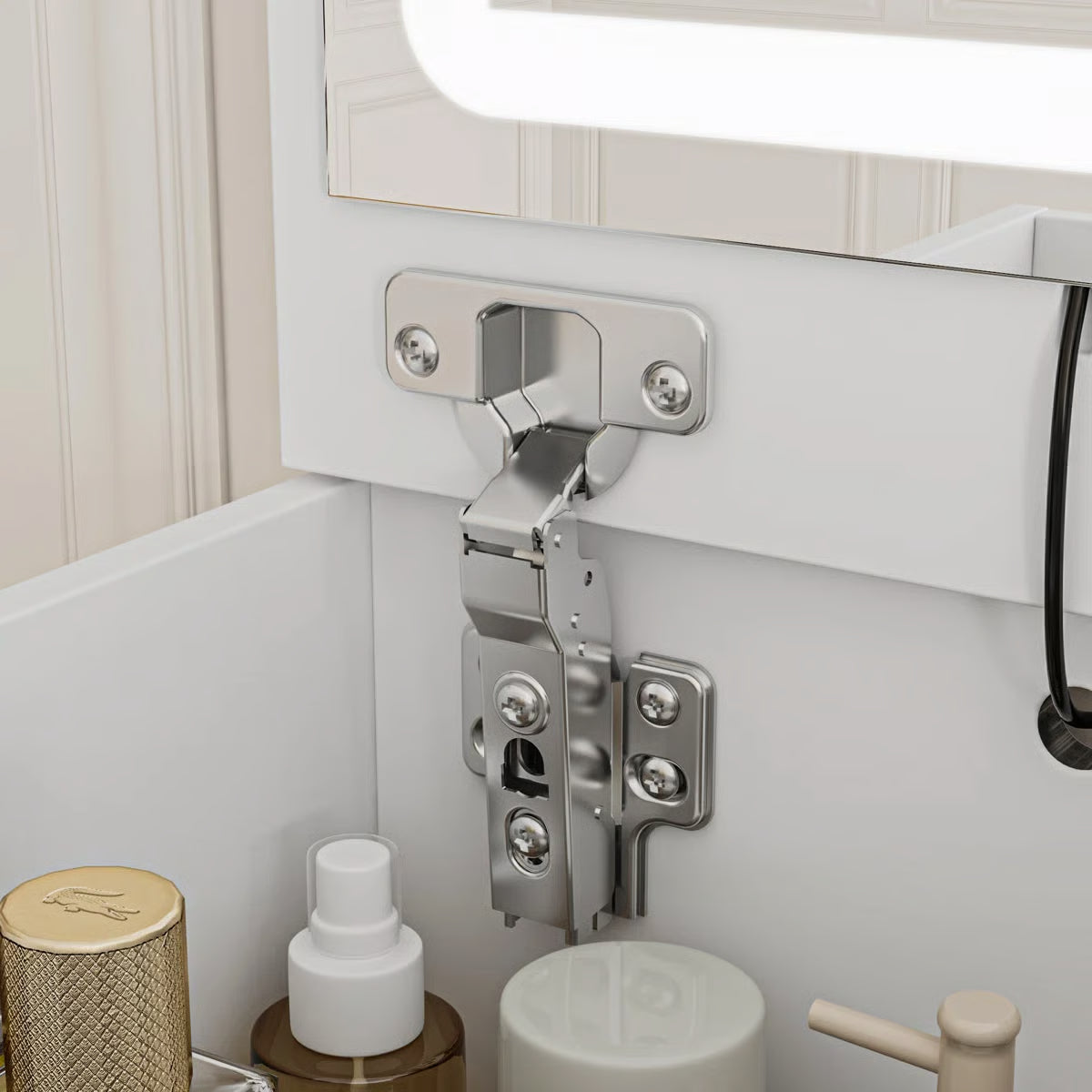 Modern 2-Drawer Flip-Top Makeup Vanity Table With Wireless Charging, LED Mirror, Upholstered Stool, White Socket