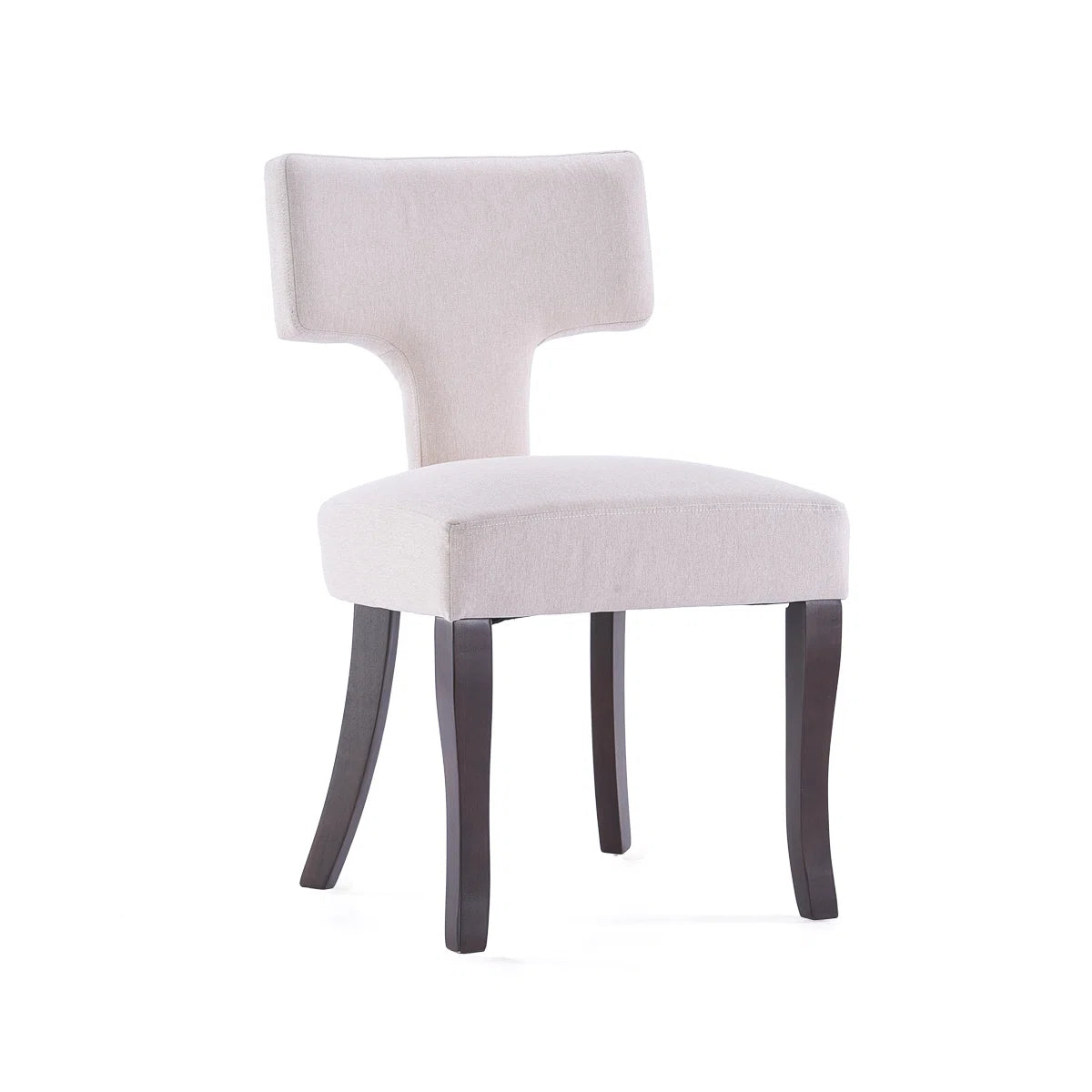 Modern Upholstered Dining Chairs Set of 2 with Curved Backrest & Wooden Legs