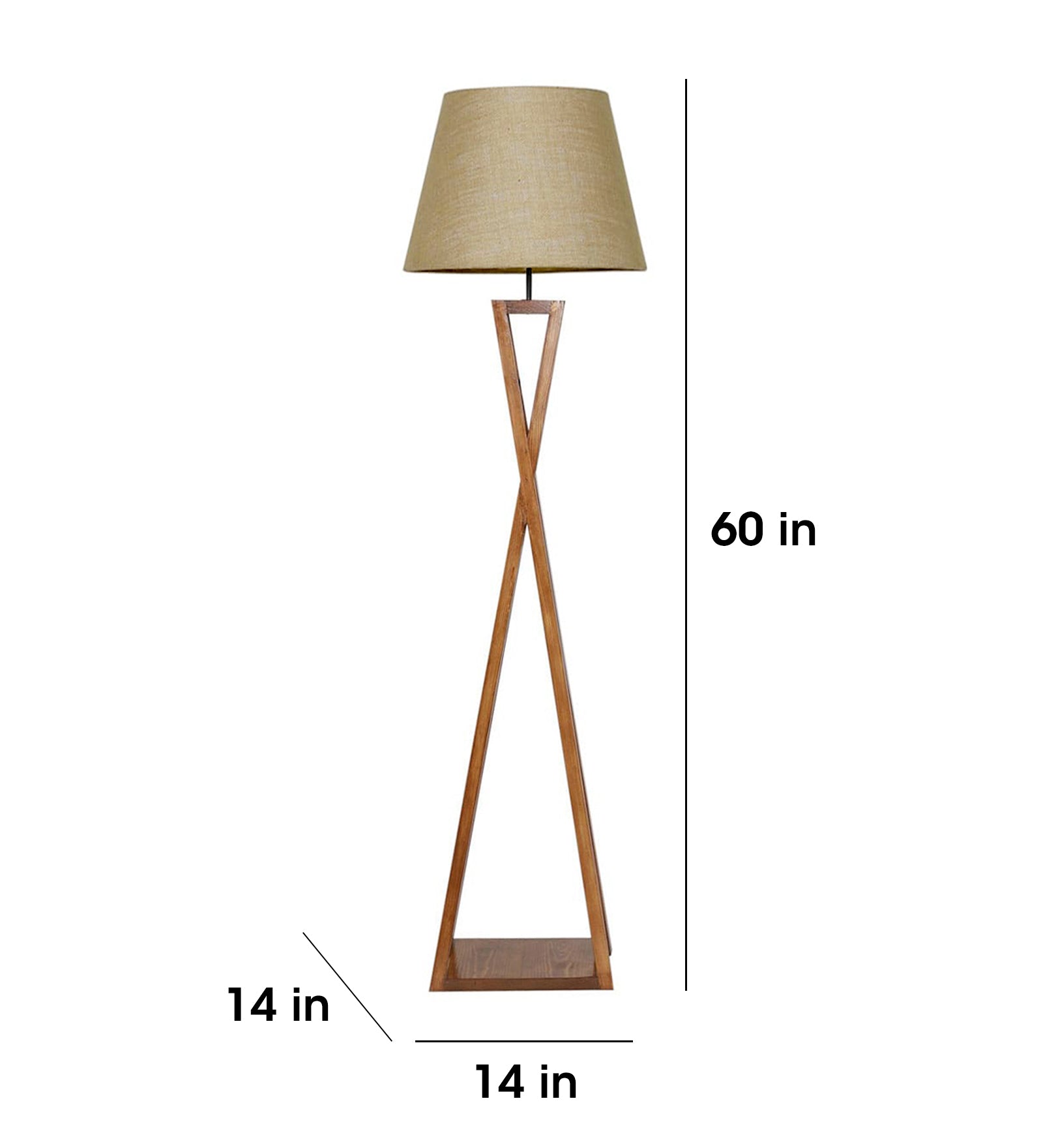 Monica Wooden Floor Lamp with Premium Beige Fabric Lampshade (BULB NOT INCLUDED)