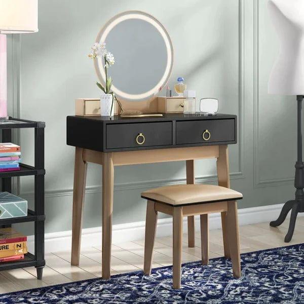 Maja Dressing Table With Drawers, Vanity Set, Vanity Desk with Mirror included Lights, Vanity Table with Makeup Vanity Mirror with Lights and stool Makeup Vanity Table - Ouch Cart 