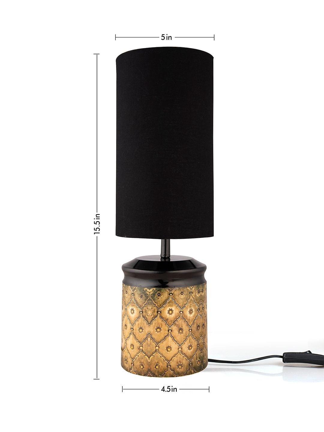 Metal Diamond Tile Print Lamp with Solid Black Shade - Ouch Cart 