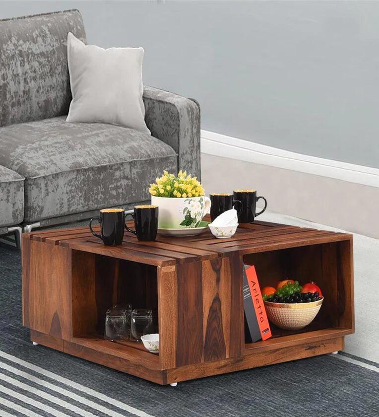 Sheesham Wood Coffee Table In Brown Colour - Ouch Cart 