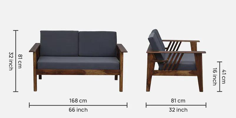 Sheesham Wood 2 Seater Sofa In Scratch Resistant Grey & Provincial Teak Finish - Ouch Cart 