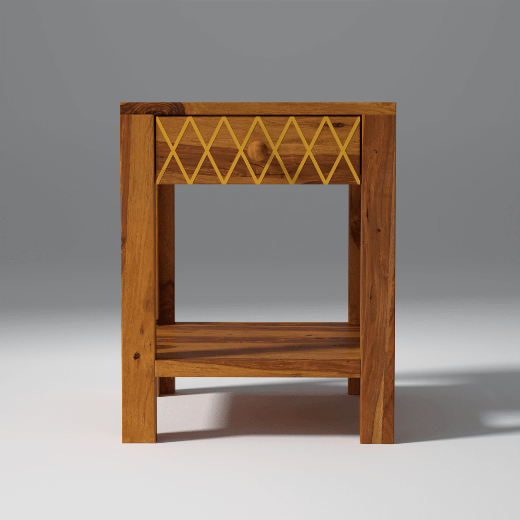 Acota Sheesham Wood Bedside Table In Light Honey