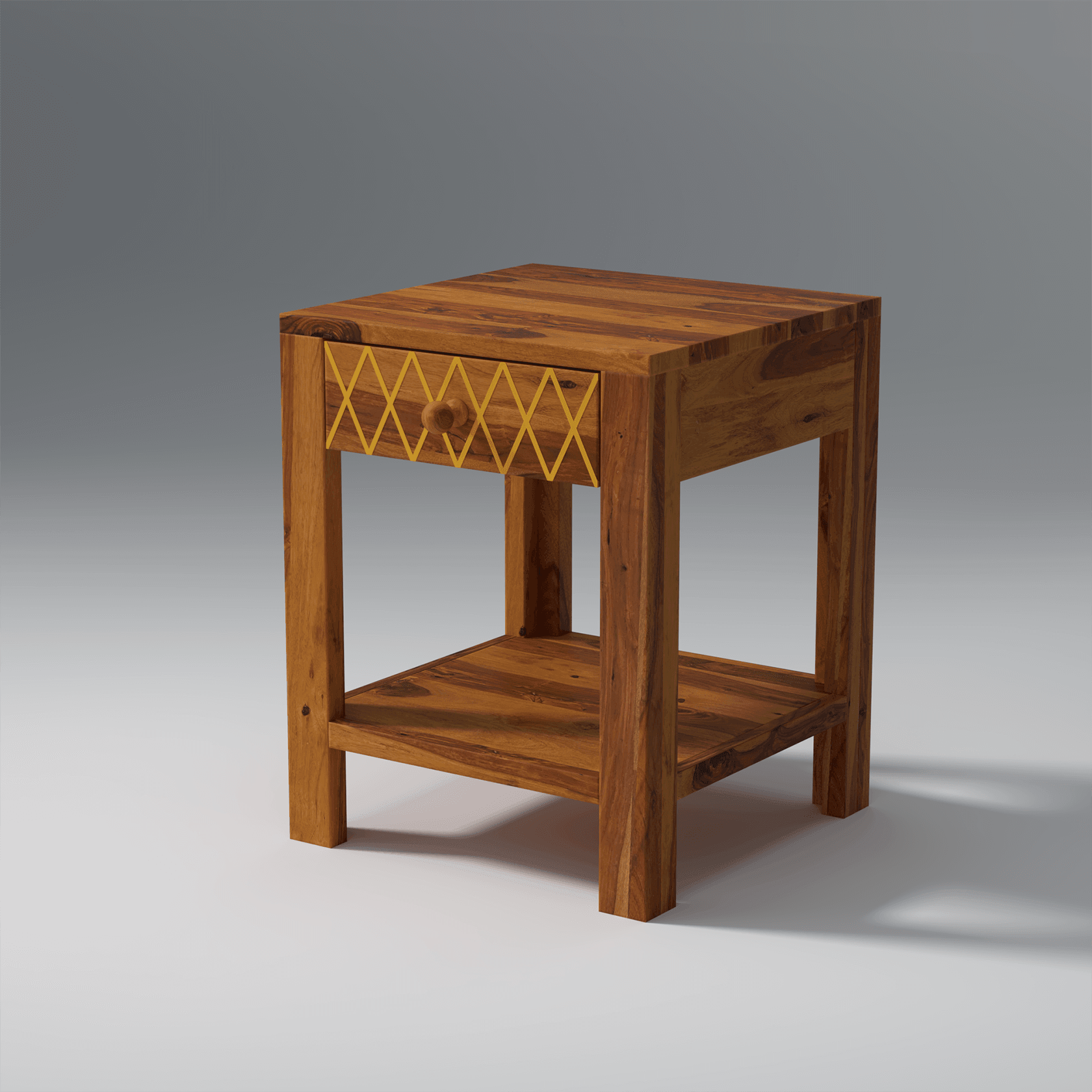 Acota Sheesham Wood Bedside Table In Light Honey