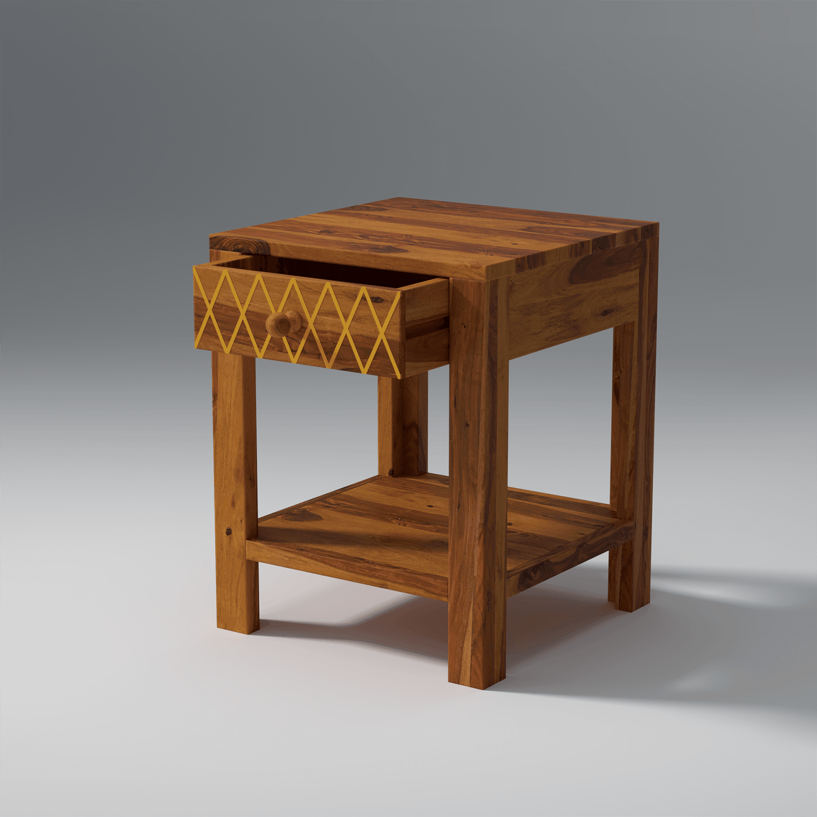 Acota Sheesham Wood Bedside Table In Light Honey