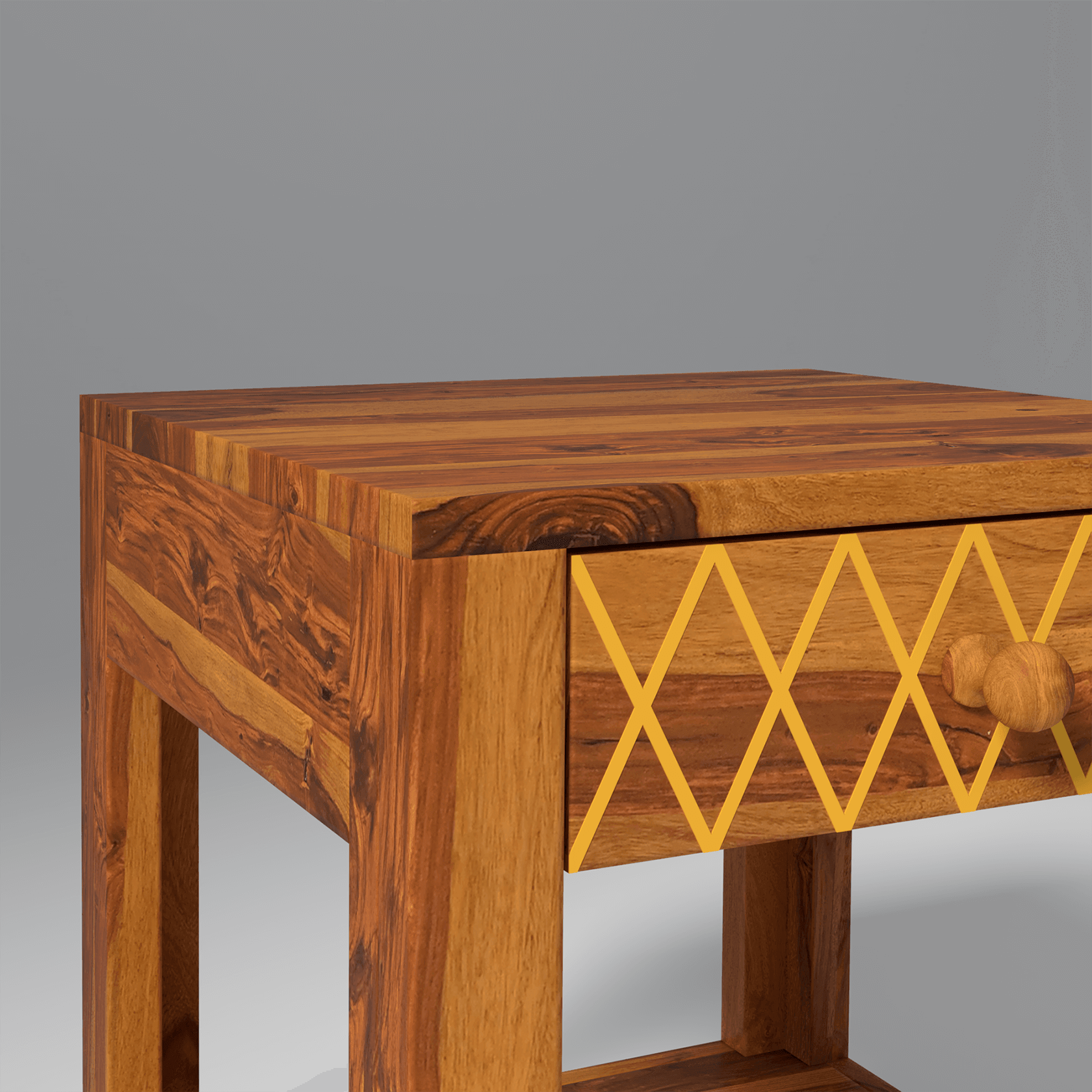 Acota Sheesham Wood Bedside Table In Light Honey