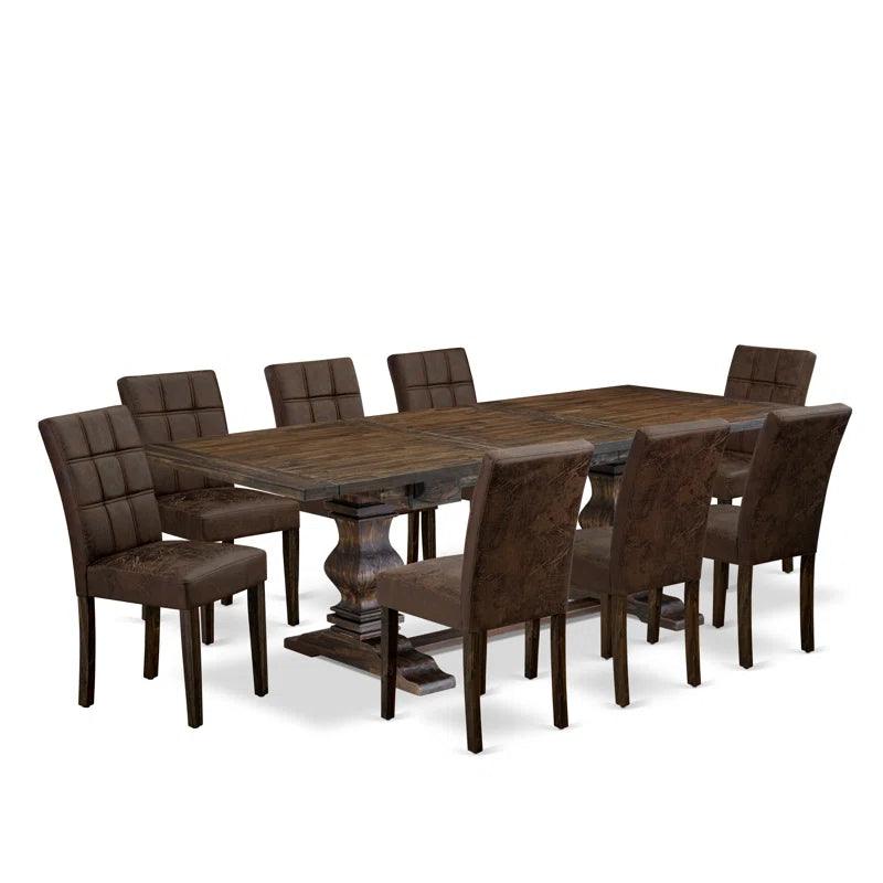 9 - Piece Extendable Trestle Dining Set - Ouch Cart 