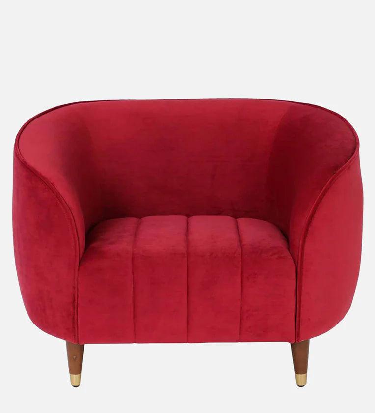 Velvet 1 Seater Sofa In Red Colour - Ouch Cart 