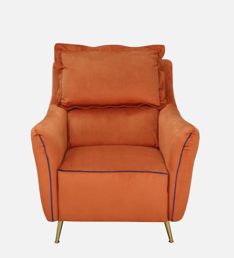 Velvet 1 Seater Sofa In Rust Colour - Ouch Cart 