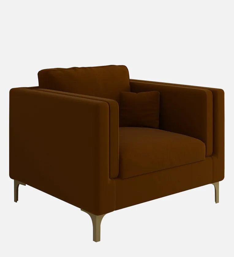 Velvet 1 Seater Sofa in Coffee Colour - Ouch Cart 