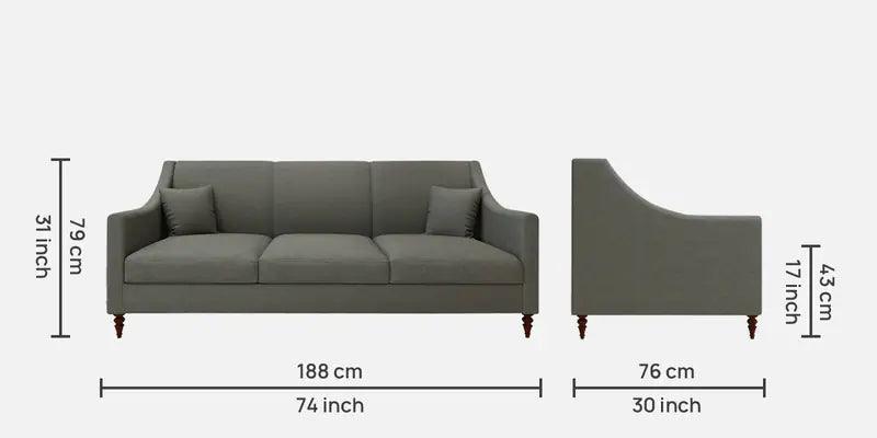Fabric 3 Seater Sofa In Steel Grey Color - Ouch Cart 