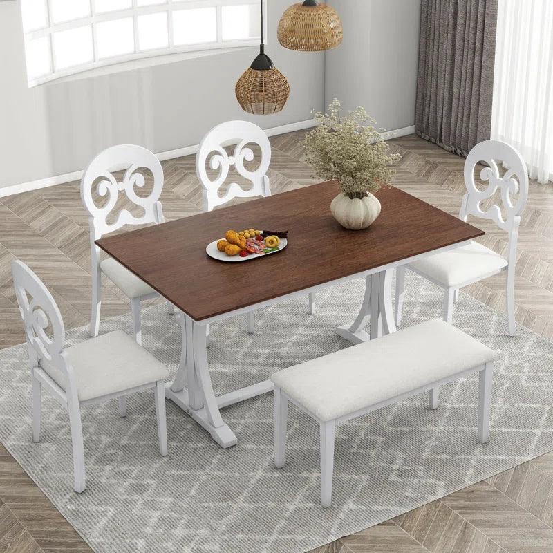 6 - Piece Trestle Dining Set - Ouch Cart 