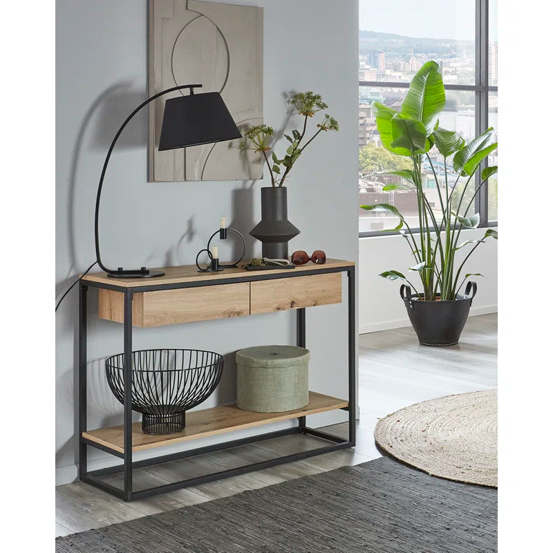 Rin Modern Console Table with Metal Frame and MDF Shelves