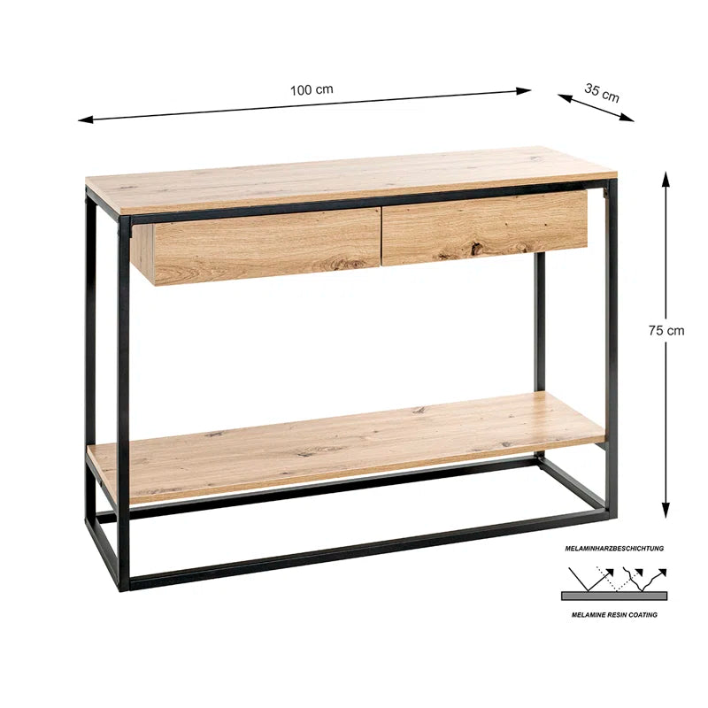 Rin Modern Console Table with Metal Frame and MDF Shelves