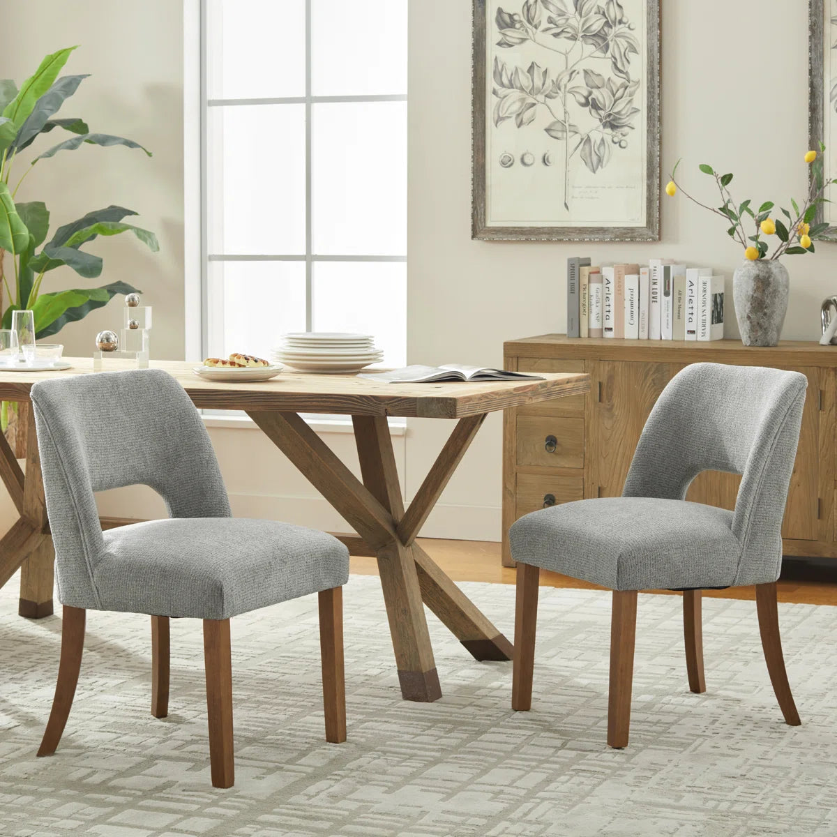 Modern Back Side Dining Chairs, Set of 2
