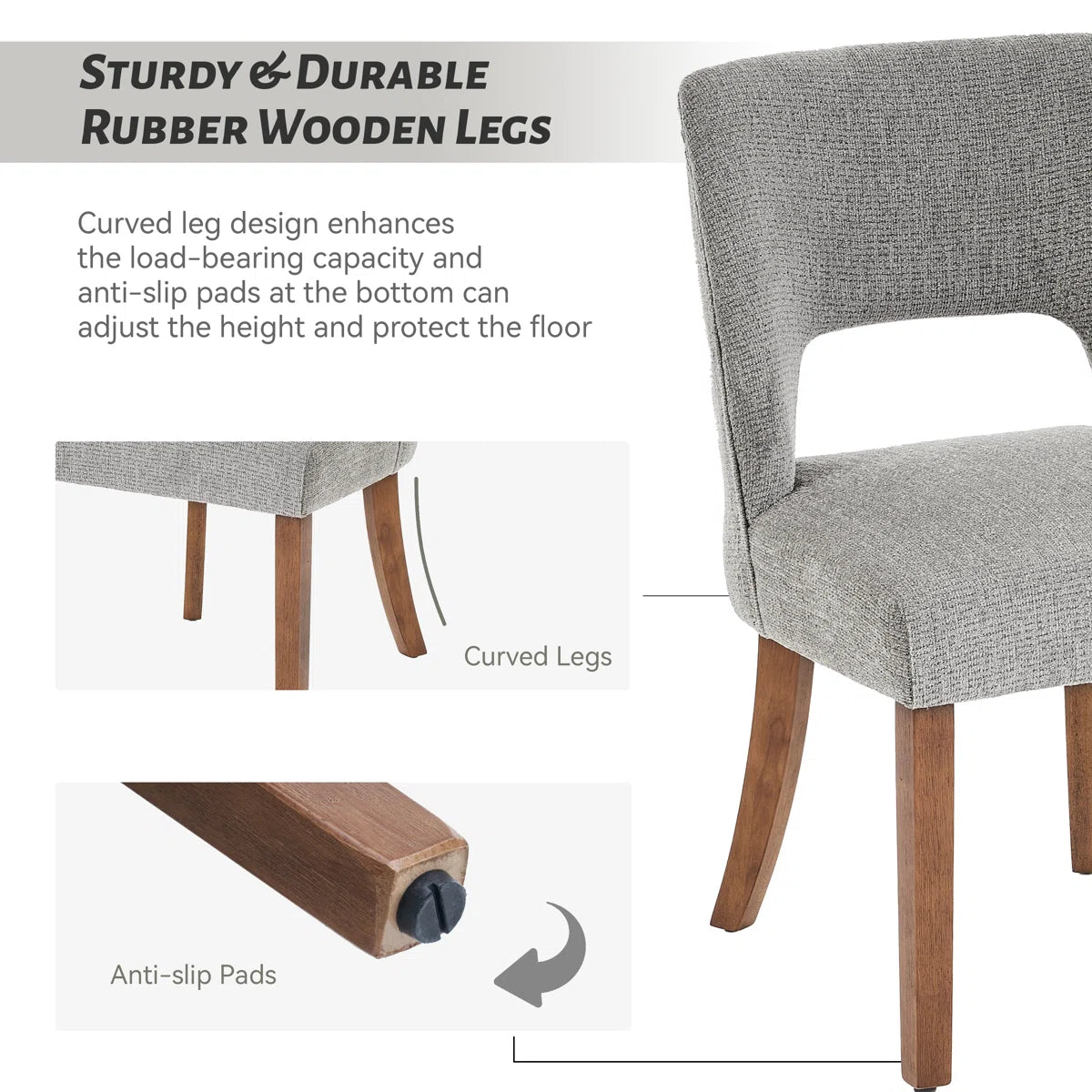 Modern Back Side Dining Chairs, Set of 2