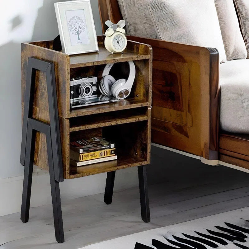 Luna Bedside Table Rustic Brown Industrial Bedroom Furniture