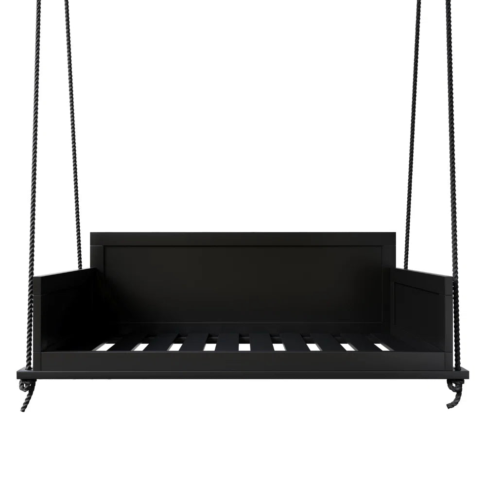 Ouch Cart Modern Wooden Porch Swing Bed – Yellow Pine Outdoor Hanging Swing Bed with Heavy-Duty Rope (800 lb Capacity)