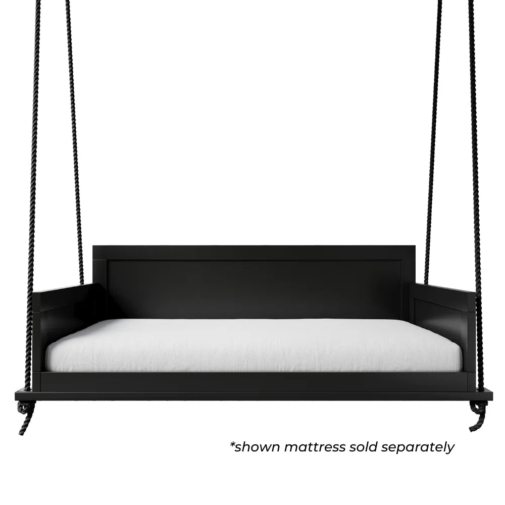 Ouch Cart Modern Wooden Porch Swing Bed – Yellow Pine Outdoor Hanging Swing Bed with Heavy-Duty Rope (800 lb Capacity)