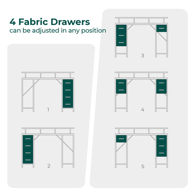 LED Lights, Computer Desk with Storage, Corner Desk with Drawers, Home Office Desk with Shelves, Writing Desk with 4 File Drawers, Gaming Desk with Power Outlets, Study Desk
