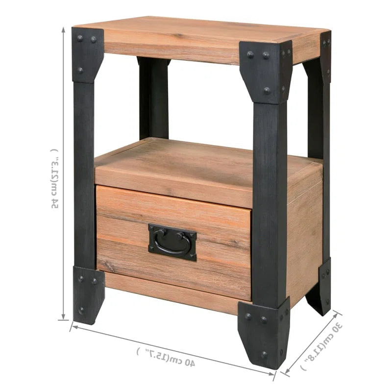 Wren  Nightstands 2 Pcs Solid Acacia Wood Steel 40X30x54 Cm